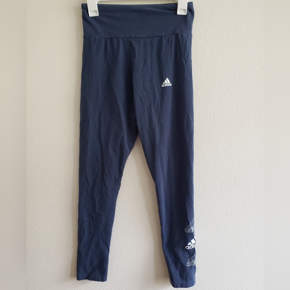 Adidas Stacked Logo Leggings Navy S - Picture 8 of 8